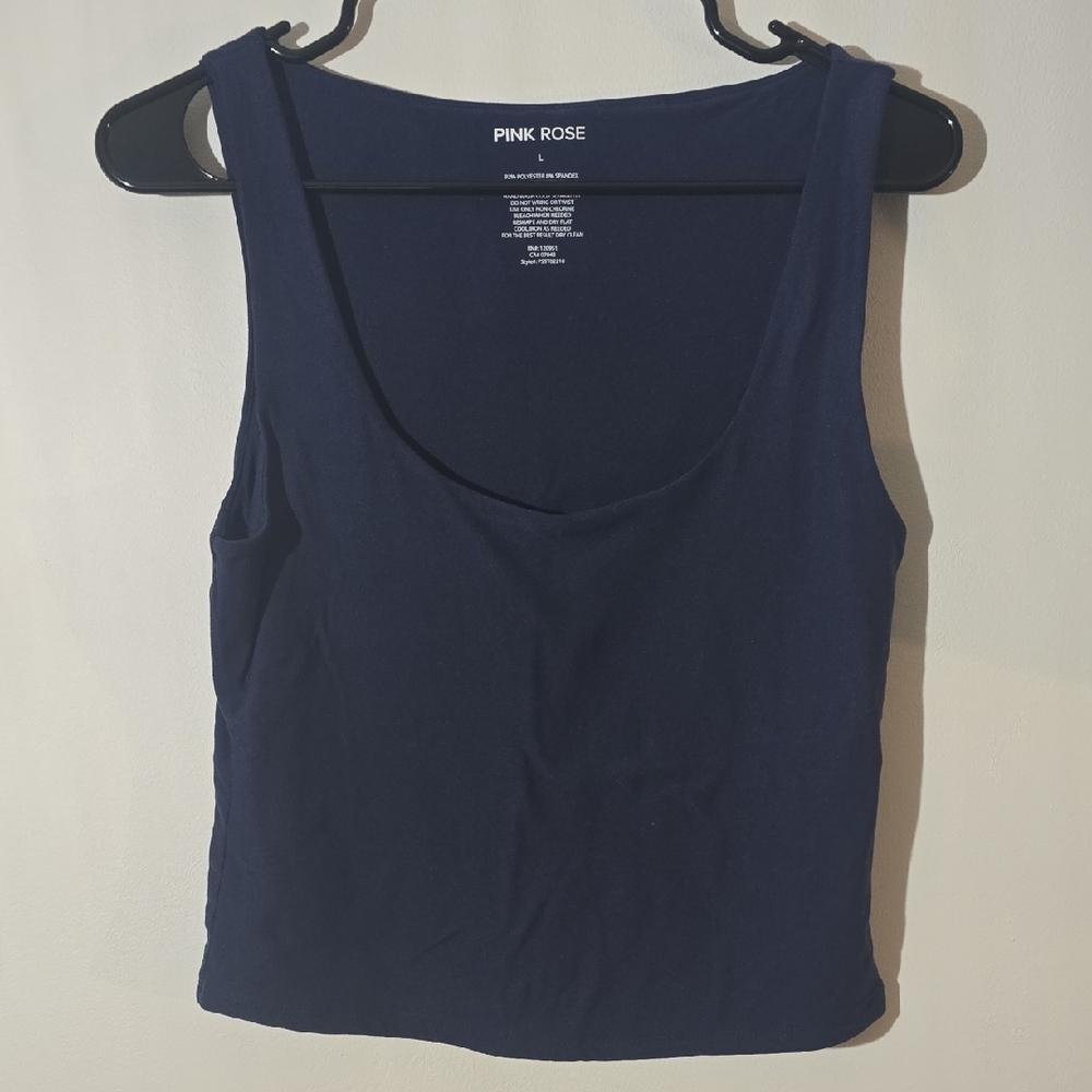 Pink Rose Navy Women's Tank Top